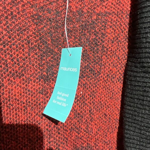 Maurices Women's Red Black Buffalo Plaid Open Front Duster Cardigan Small NWT - Picture 9 of 11